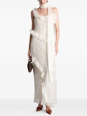 SIEDRES Monica Ruffled Glittered Organza Maxi Dress